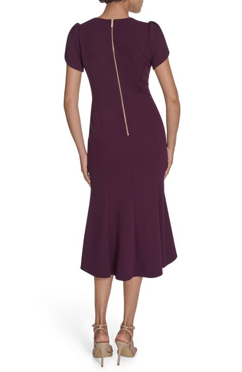 Calvin Klein Tulip Sleeve Crepe A-line Midi Dress In Purple