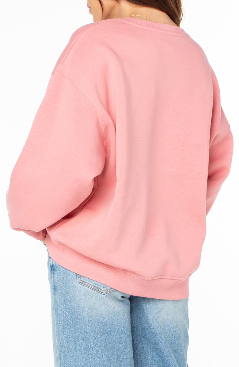 Roxy Morning Hike Oversize Fleece Graphic Sweatshirt, Alternate, color, Mauve Glow Protect The Locals
