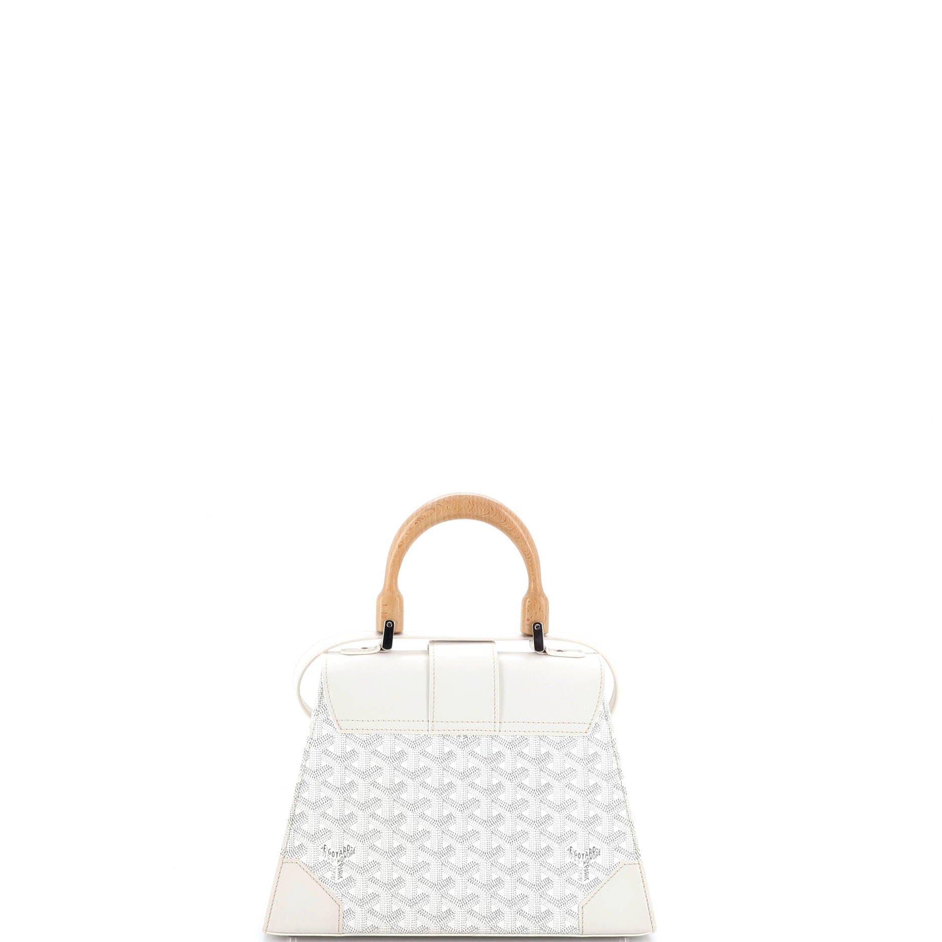 Pre-Owned Goyard Saigon Top Handle Bag Coated Canvas with Leather PM, Alternate, color, White