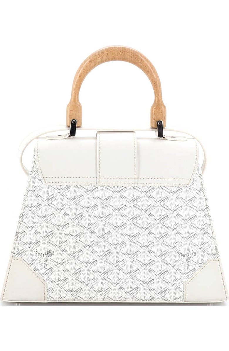 Pre-Owned Goyard Saigon Top Handle Bag Coated Canvas with Leather PM, Alternate, color, White