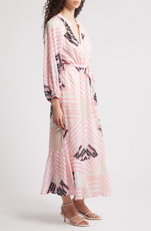 CIEBON CIEBON GAELEY PRINT TIE WAIST LONG SLEEVE MAXI DRESS