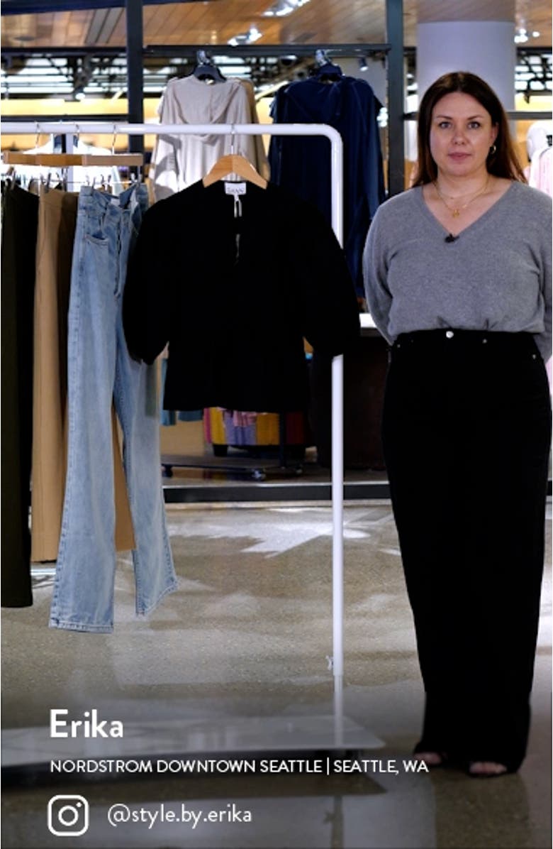 Puff Sleeve Organic Cotton Poplin Peplum Blouse, sales video thumbnail