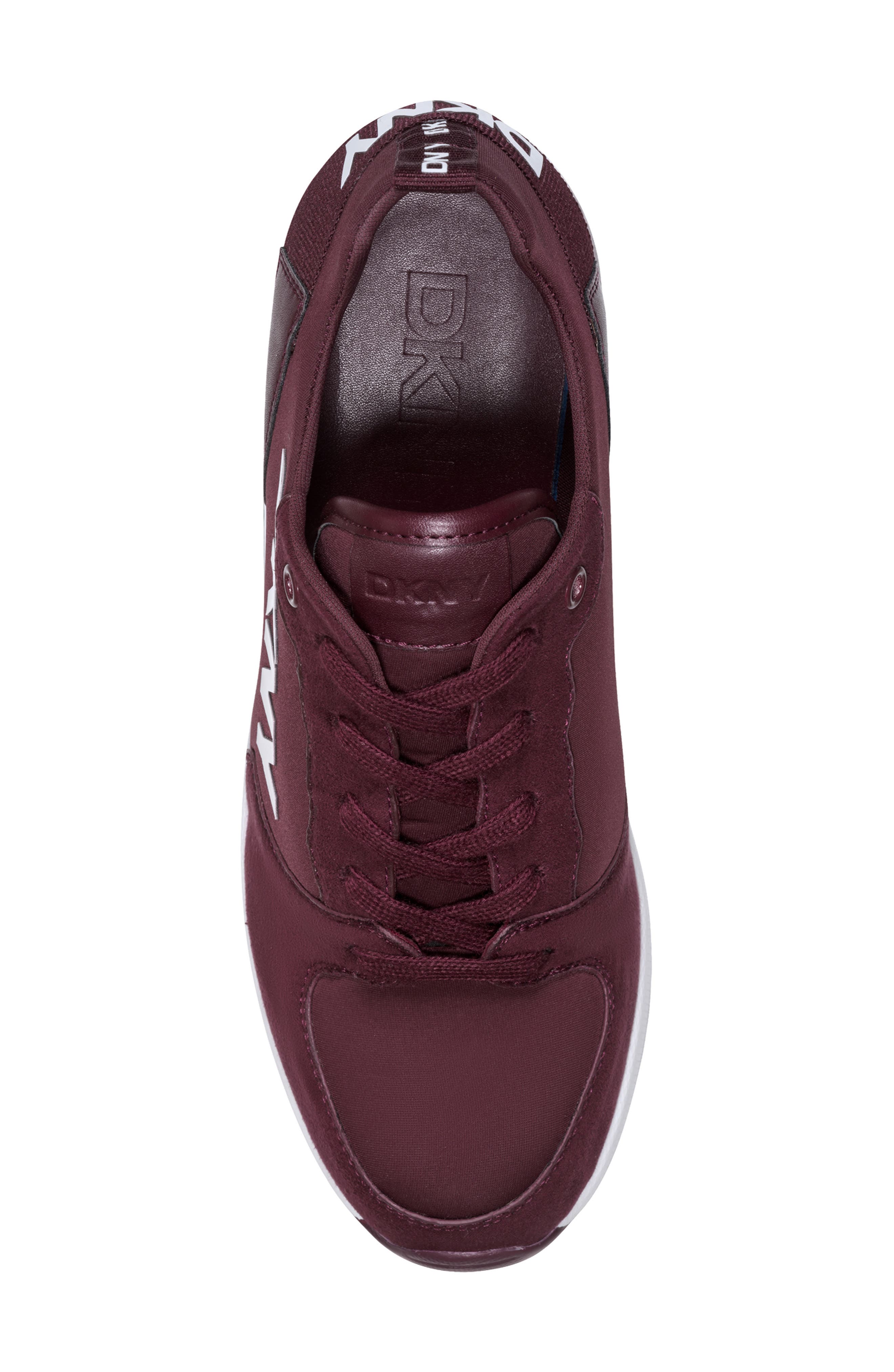 DKNY Cait Wedge Sneaker, Alternate, color, Burgundy