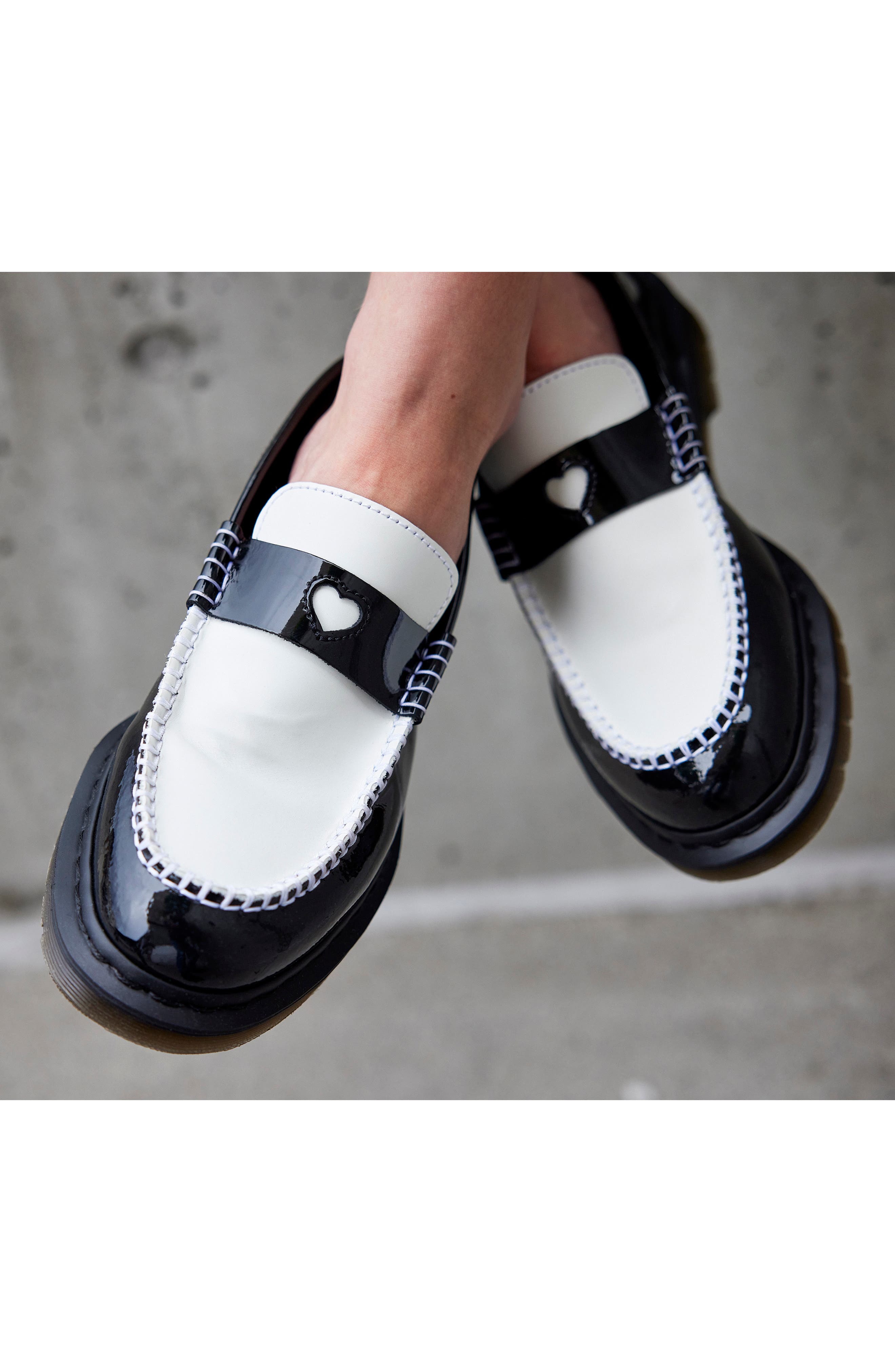 Dr. Martens Penton Heart Penny Loafer, Alternate, color, Black/ White