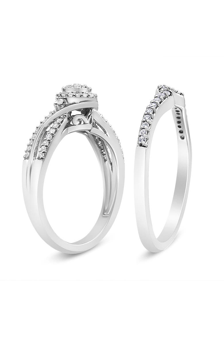 Silver 1/3 Cttw Diamond Bridal Set Ring and Band, Alternate, color, White