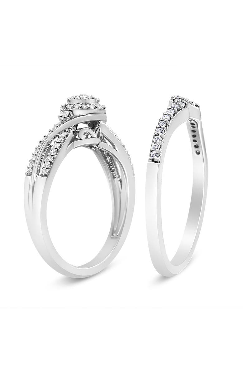 Haus of Brilliance Silver 1/3 Cttw Diamond Bridal Set Ring and Band, Alternate, color, White