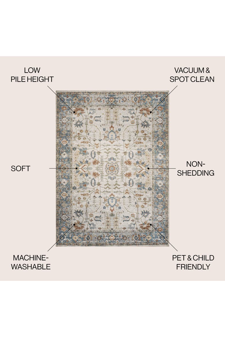 Hiero Persian Border Low-Pile Machine-Washable Area Rug, Alternate, color, Cream/Terra