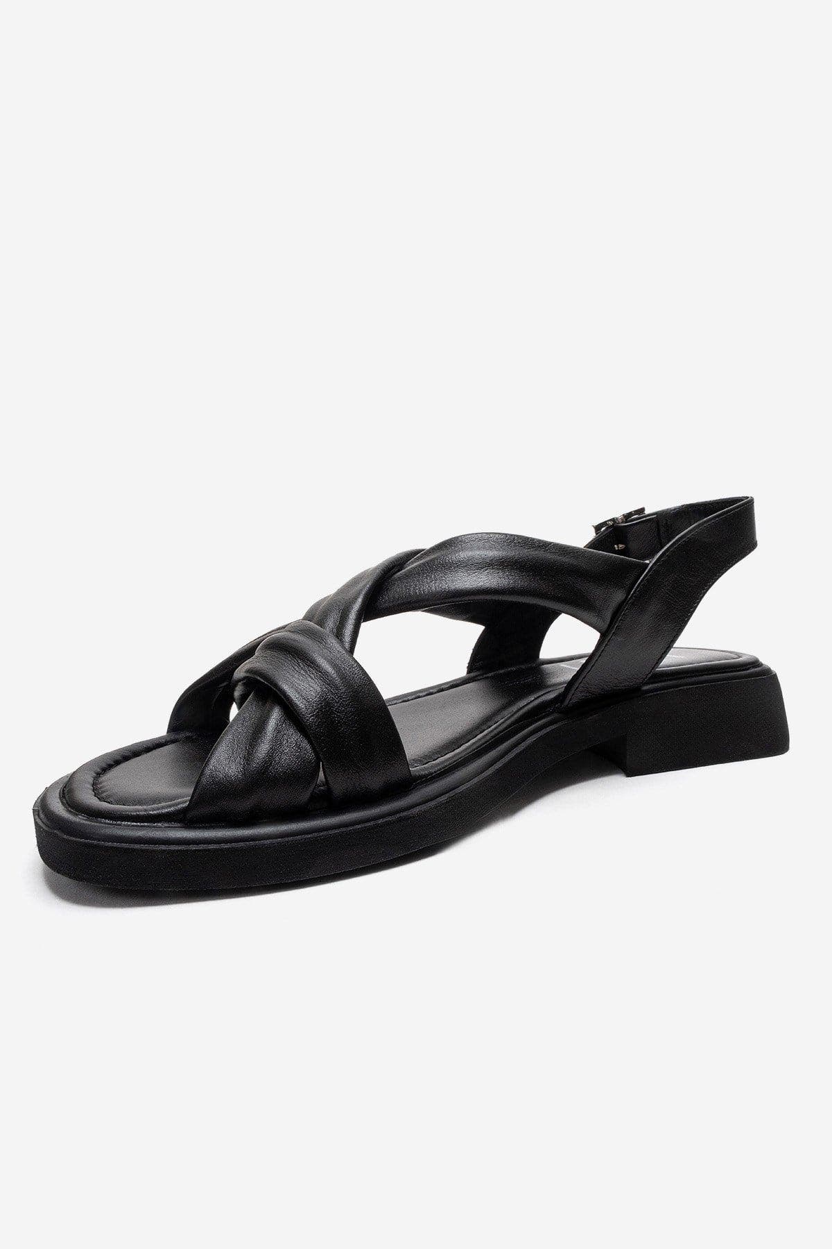 Forever & Always Shoes Frand Leather Crisscross Strap Sandal, Alternate, color, Black