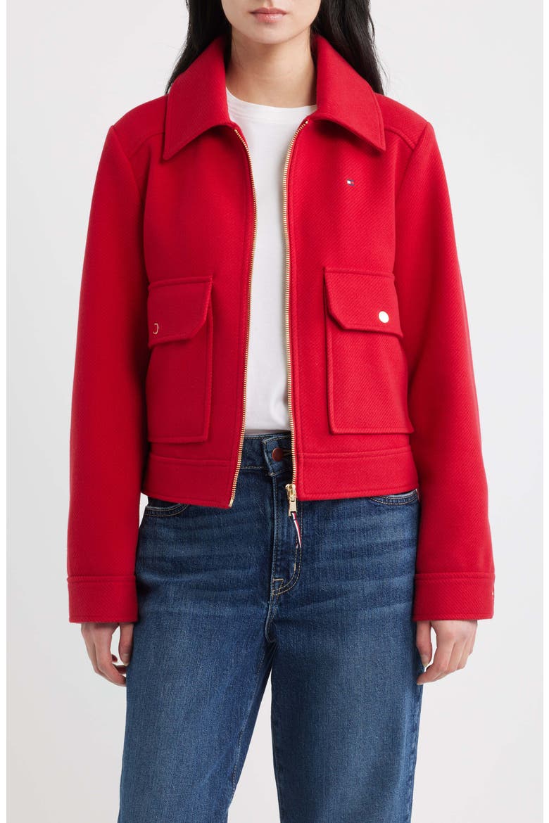 Crop Work Jacket, Main, color, RED