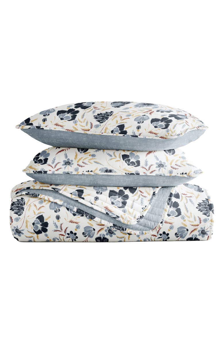 HOMESPUN Pattern Reversible Quilt & Sham Set, Main, color, Jacobean Light Blue