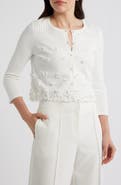 Elie Tahari Alana Floral Appliqué Cardigan