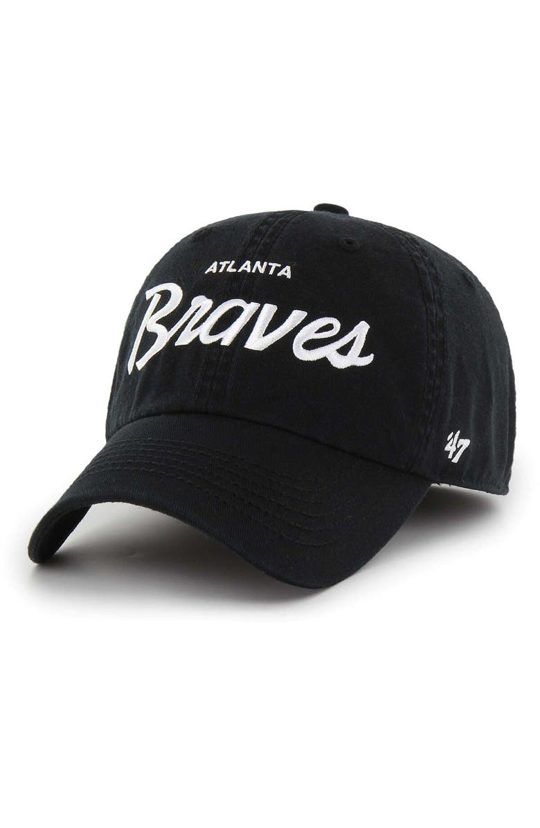 '47 Men's '47 Black Atlanta Braves Crosstown Classic Franchise Fitted Hat, Main, color, 