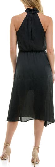 Tiered Satin Midi Dress