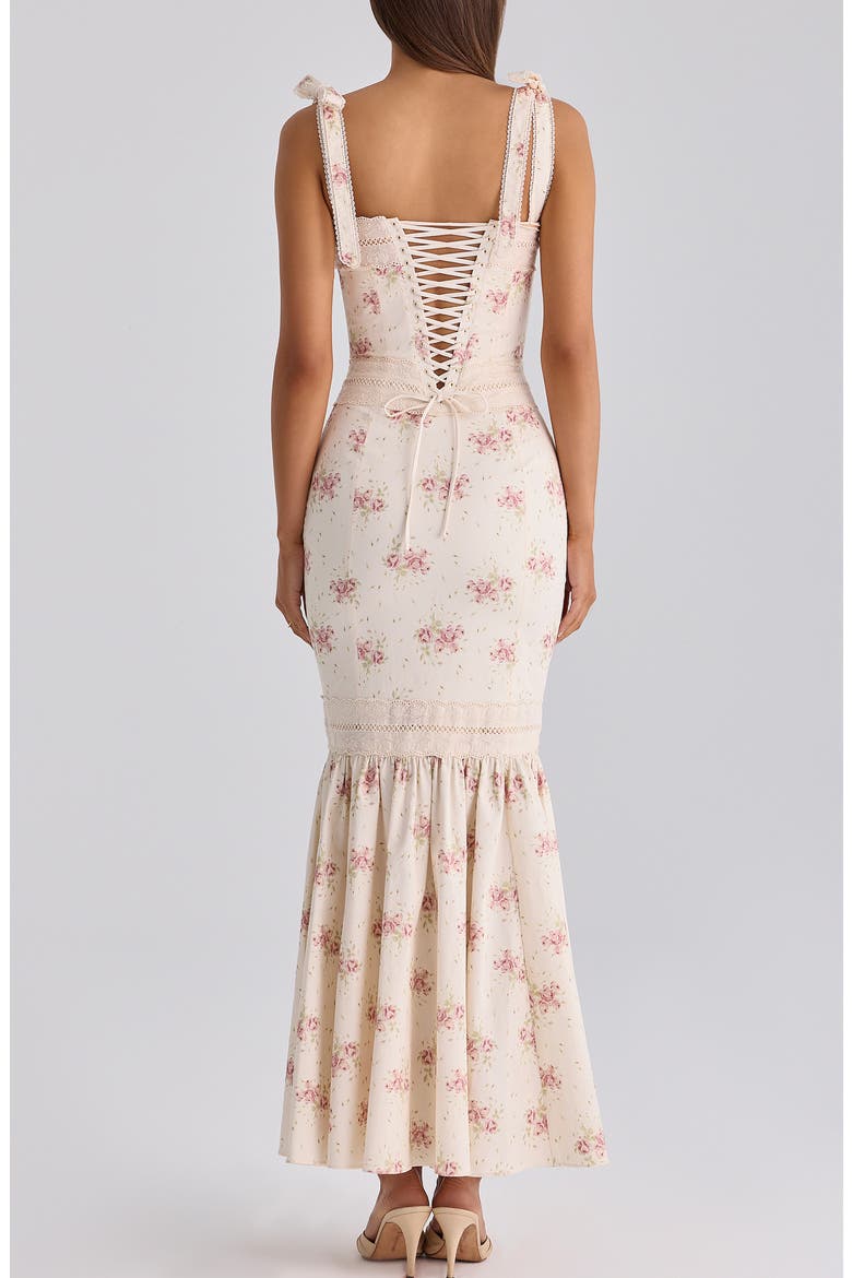 Alessina Floral Print Gown, Alternate, color, IVORY VINTAGE ROSE PRINT