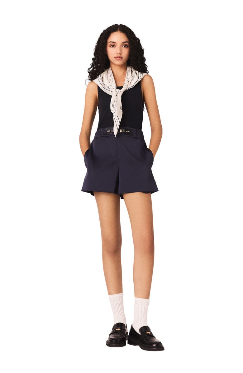 maje Satin-effect shorts, Alternate, color, Navy