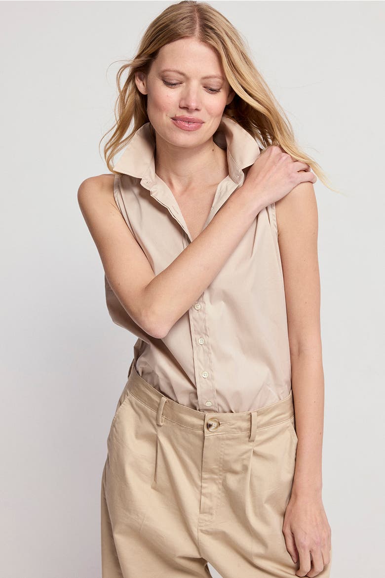 The Sleeveless Shirt, Alternate, color, Taupe