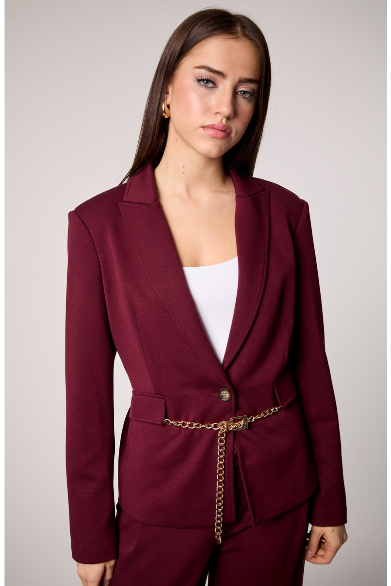 Taylor Belted Blazer, Main, color, Vampy
