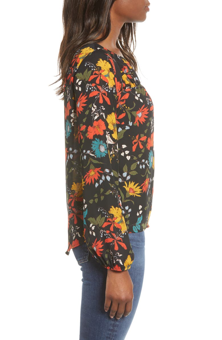 GIBSONLOOK Gibson Print Ruched Long Sleeve Blouse, Alternate, color,