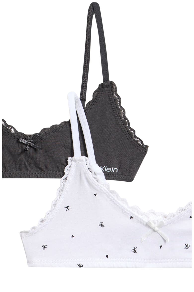 Kids' 2-Pack Lace Trim Cotton Bralettes, Alternate, color, BK TINY HEART