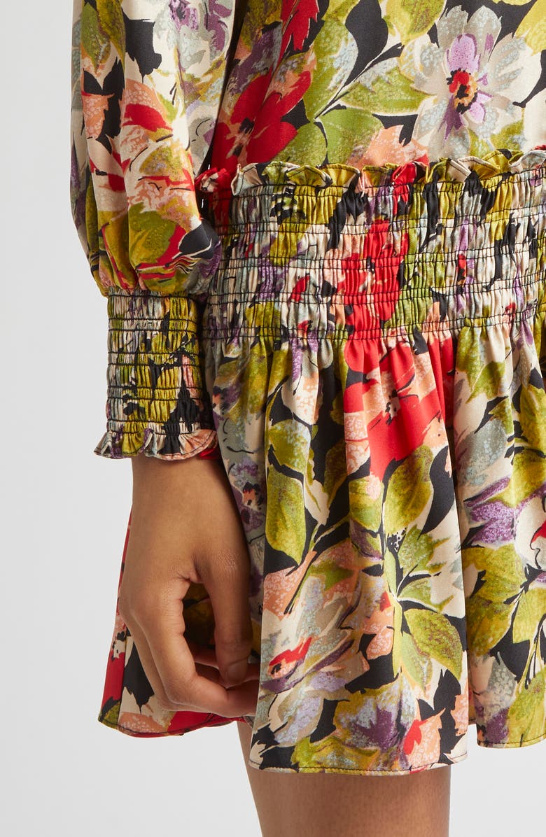 Cinq à Sept Damia Canyon Bloom Long Sleeve Minidress, Alternate, color, Black Multi