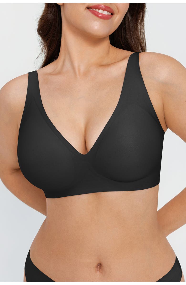 Popilush Seamless Wireless Jelly Minimizer Everydaywear Bra, Alternate, color, Jet Black