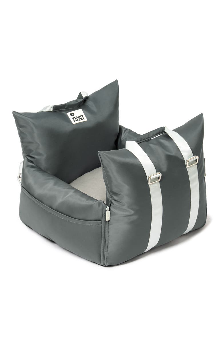 FunnyFuzzy First Class Waterproof Dog Car Seat Bed, Main, color, Charcoal Grey