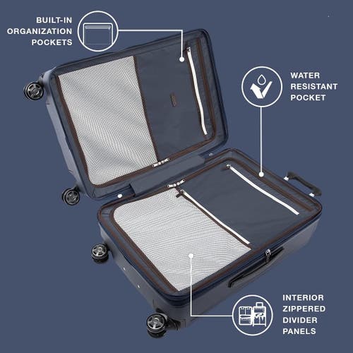 Travelpro Platinum Elite Hardside Expandable Checked- Medium 25-inch Spinner In True Navy Blue