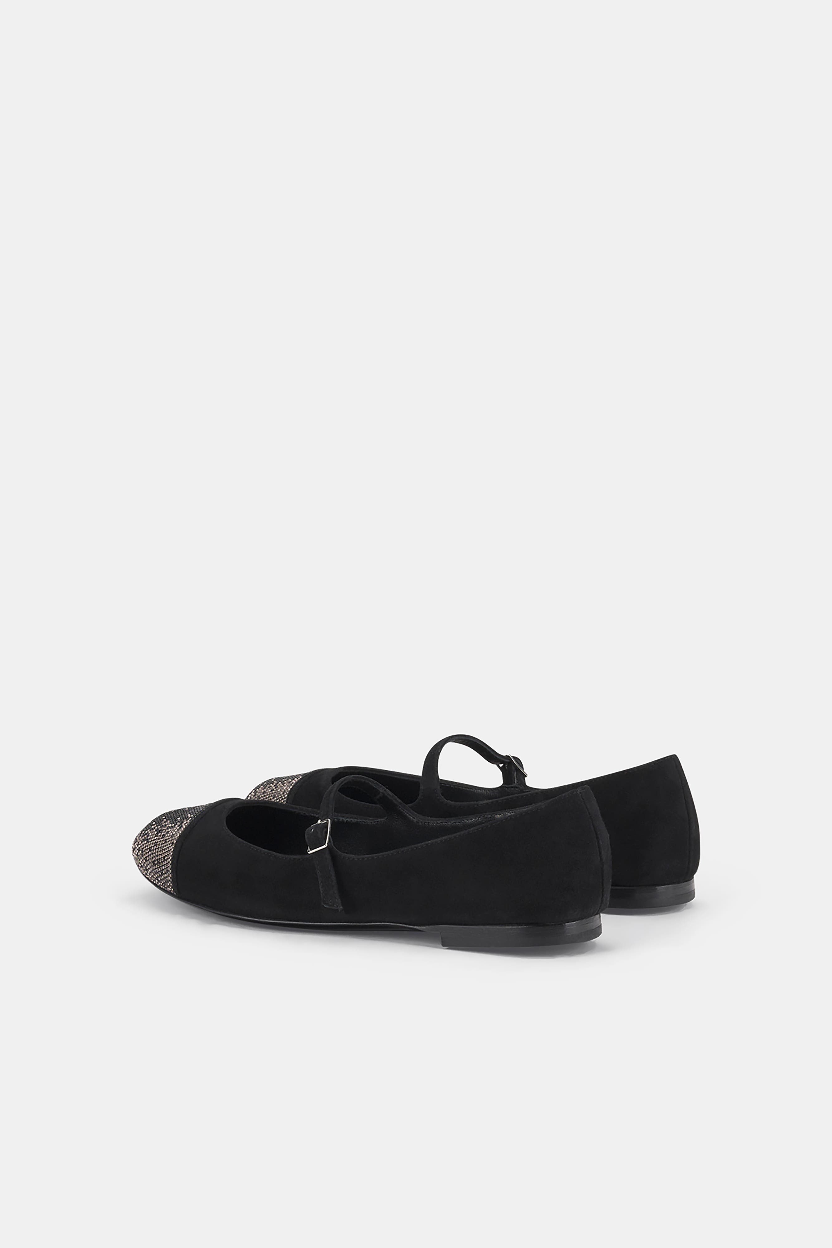 AGL Milly Strass Sparkling Cap Toe Ballet Flat, Alternate, color, Black