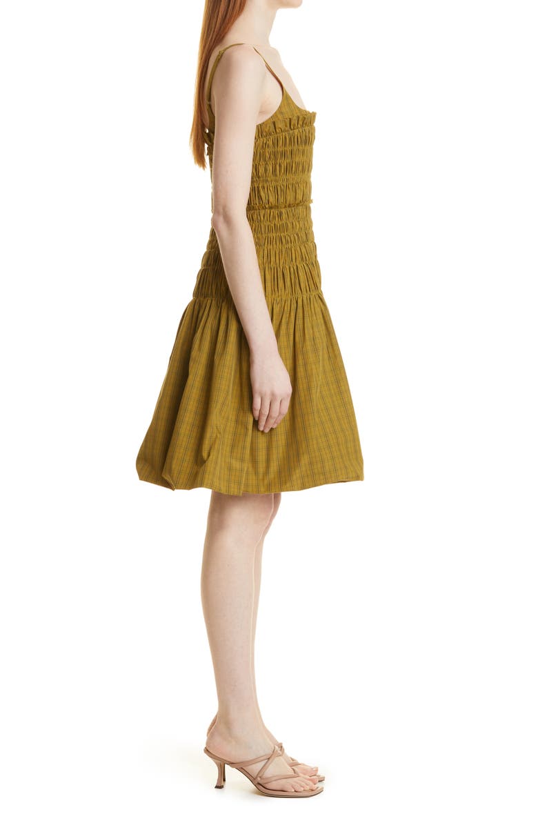 Rebecca Taylor Shirred Sleeveless Dress, Alternate, color, Mini Plaid Olive Com