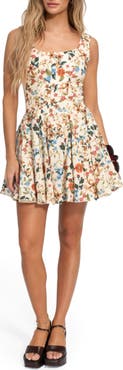 Agua Bendita Kristen Floral Pleated Minidress