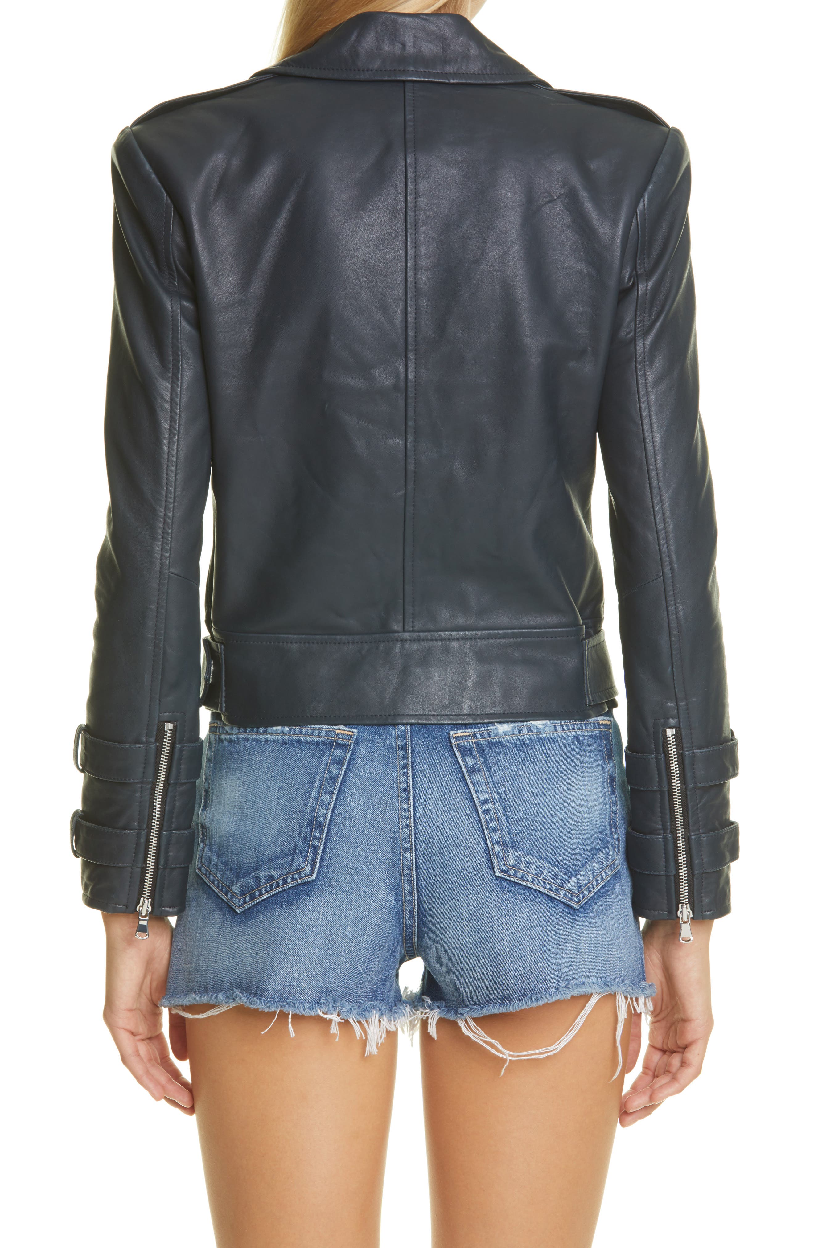 Billie Belted Leather Moto Jacket - image 2