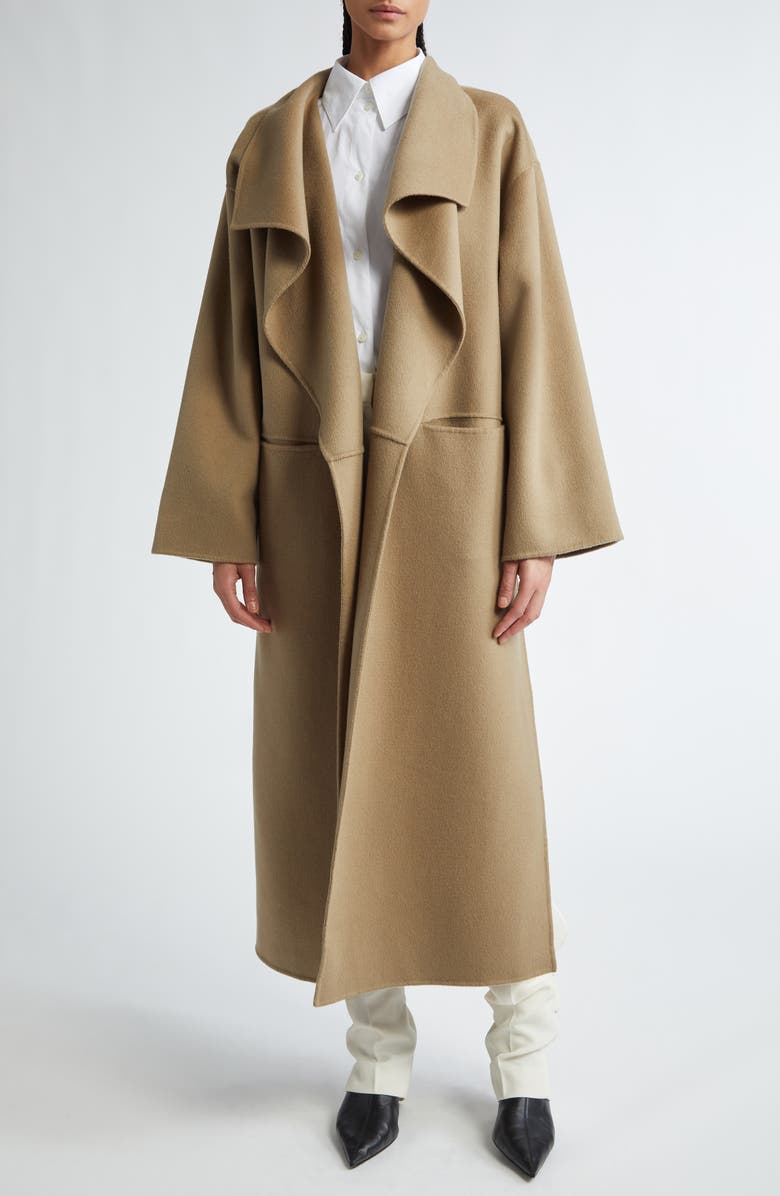 TOTEME Oversize Signature Two-Tone Wool & Cashmere Coat, Main, color, Truffle
