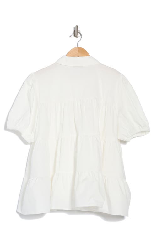 WAYF WAYF SHORT SLEEVE TIERED BUTTON-UP SHIRT 