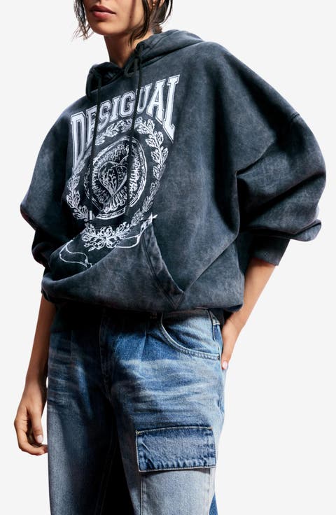 Tie Dye Cotton Graphic Hoodie