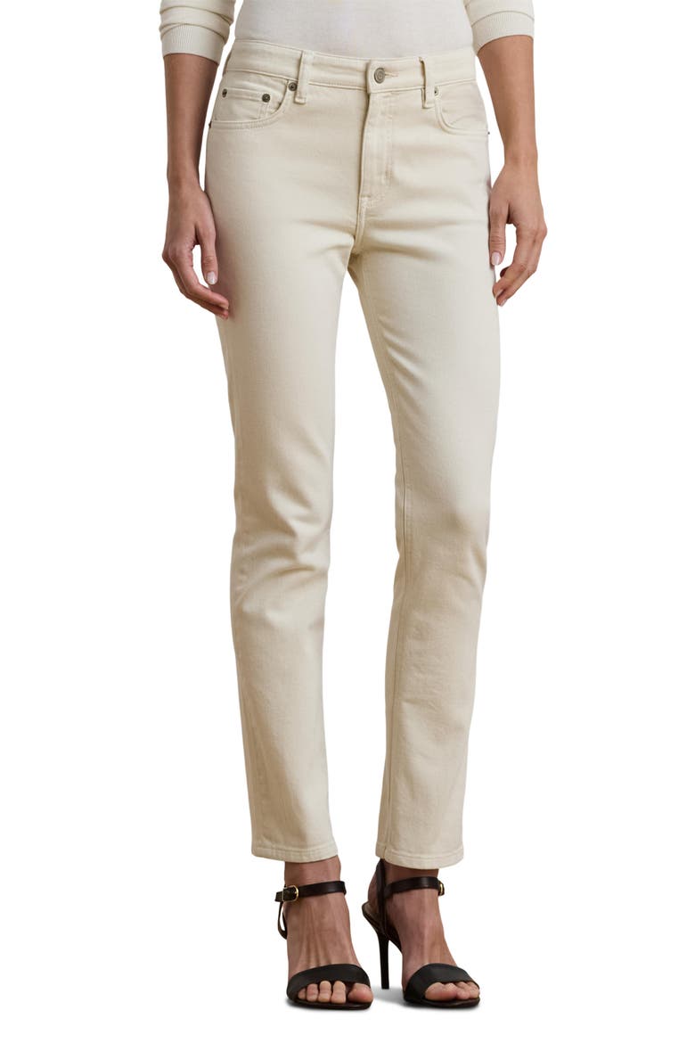 High Waist Straight Leg Ankle Jeans, Main, color, CREAM WASH