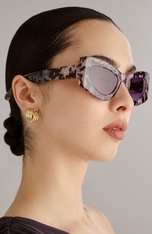 Aire Electra 49mm Small Cat Eye Sunglasses In Charcoal Tort/smoke Grad