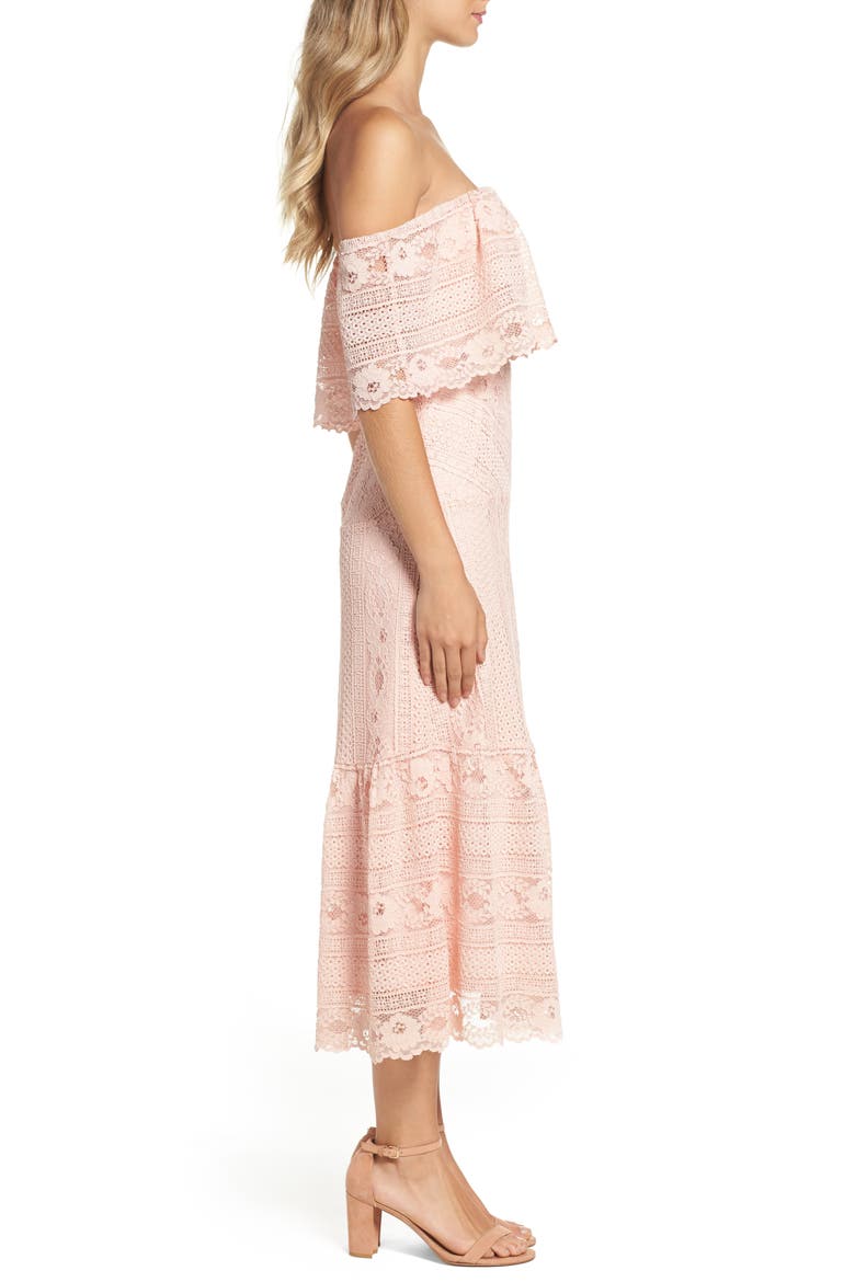 BB Dakota Katie Lace Midi Dress, Alternate, color, ROSE SMOKE