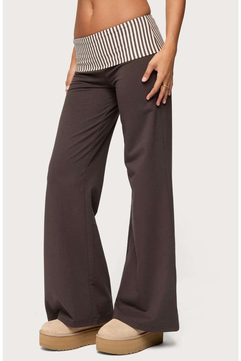 Meshey Striped Foldover Pants, Alternate, color, DARK-GRAY
