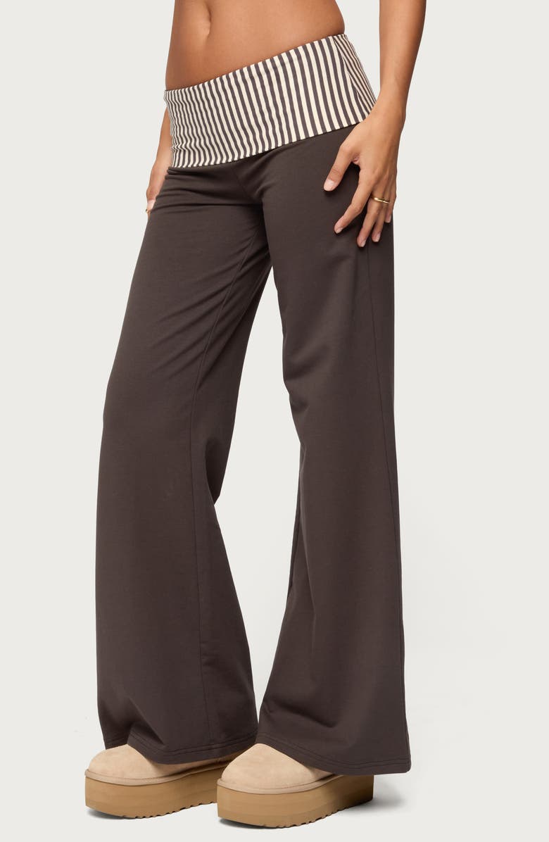 EDIKTED Meshey Striped Foldover Pants, Alternate, color,