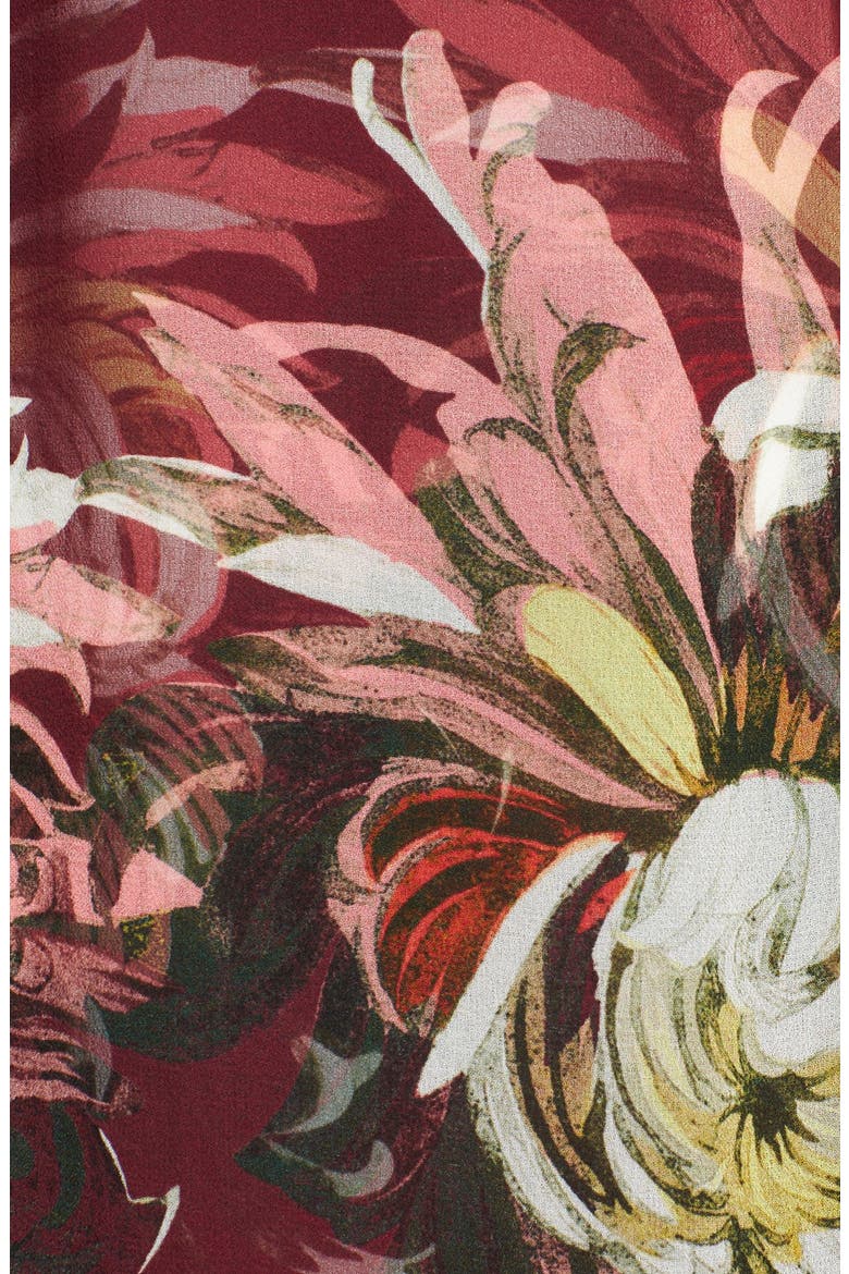 'Pergamum Print' Draped Satin Top, Alternate, color, BURGUNDY MULTI