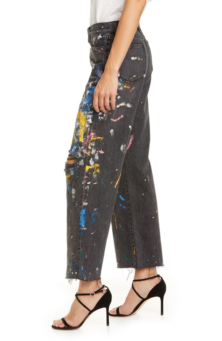 Simon Miller Paint Splatter Wide Leg Crop Jeans, Alternate, color, 