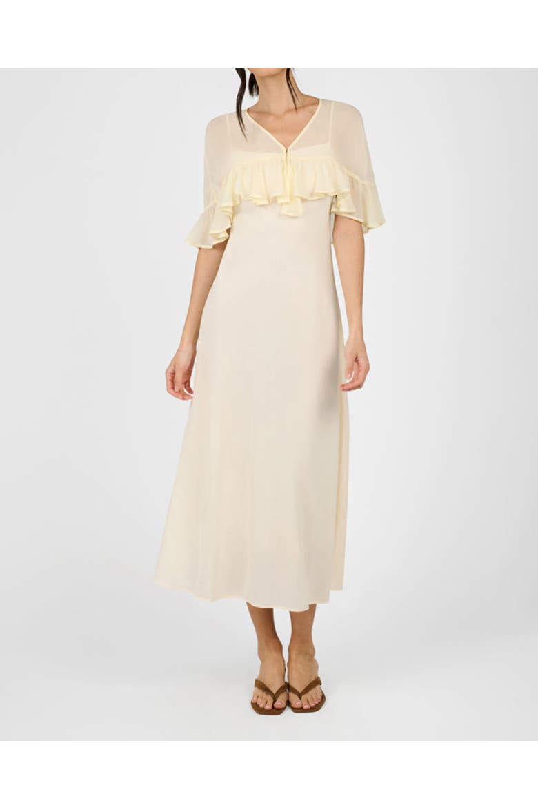 Ruffle Shawl Collar Maxi Dress, Main, color, Ivory