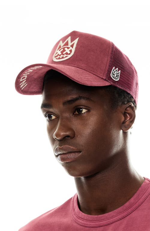 Cult Of Individuality Shimuchan Logo Mesh Back Trucker Hat In Vintage Merlot In Burgundy