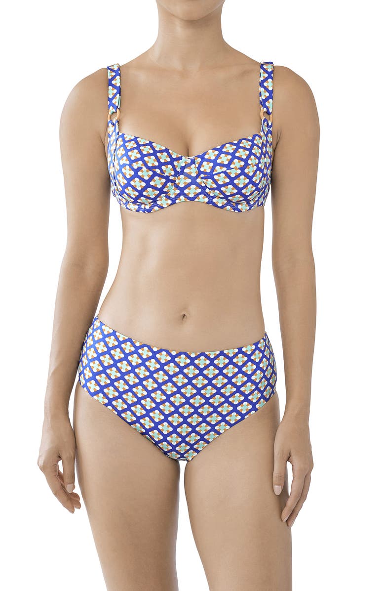 Huit Underwire Balconette Bikini Top, Alternate, color, Blue Print