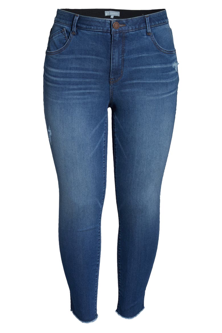 Ab-Solution Fray Hem Ankle Skinny Jeans (Nordstrom Exclusive), Alternate, color, BLUE