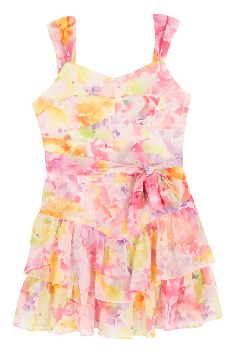 Kids' Chiffon Party Dress, Main, color, PINK MULTI