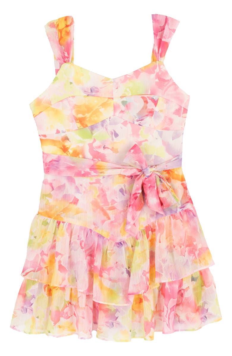 Rare Editions Kids' Chiffon Party Dress, Main, color, Pink Multi