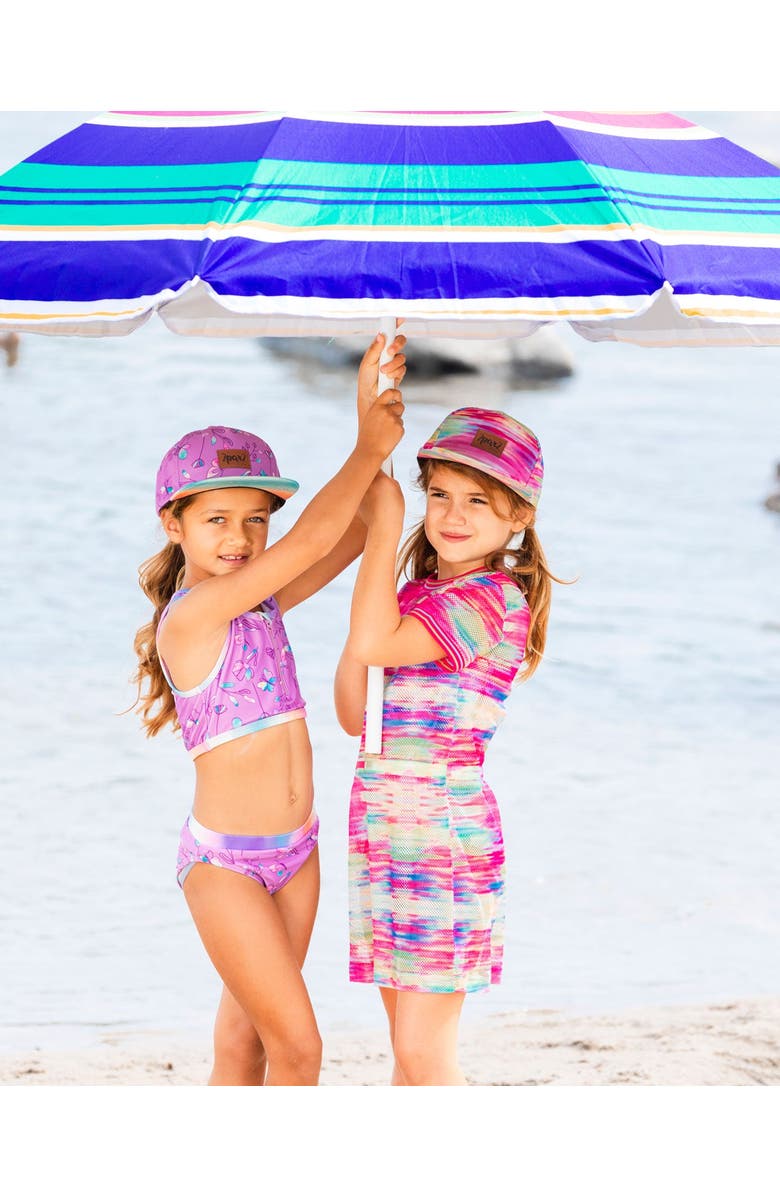 Deux par Deux Girl's Short Sleeve Mesh Beach Dress Multicolored, Alternate, color,