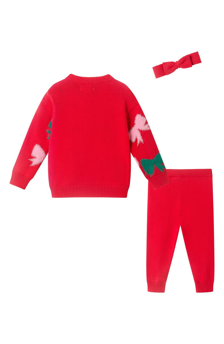 Andy & Evan Bow Sweater, Leggings & Headband Set, Alternate, color, Red Bows