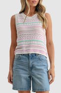 Lush Striped Crochet Sweater Tank
